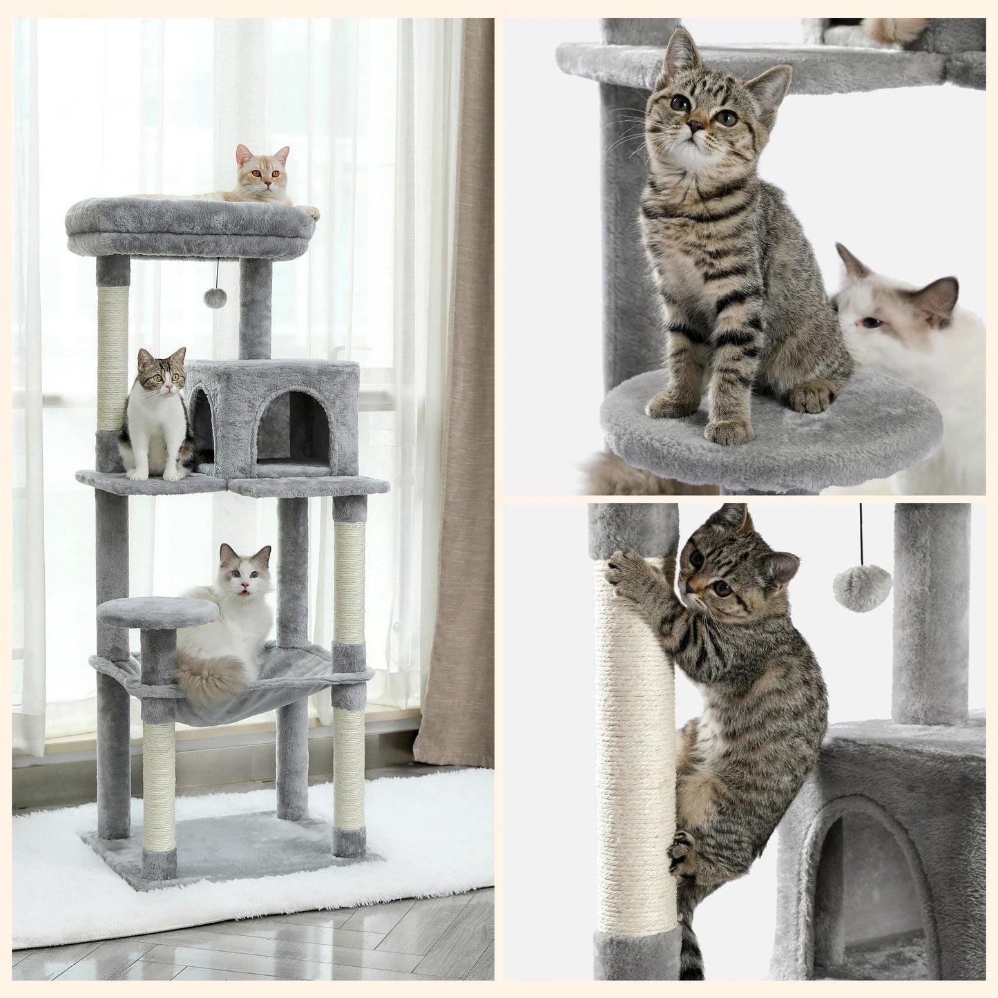 Arbre à Chat - CatComfort™ - Gris - Mes amours de chats!